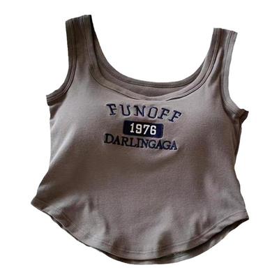 简约棉女生背心吊带性感刺绣背心