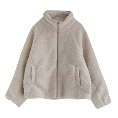 徐大脸吖定制 秋冬松弛感舒服加厚保暖夹克拉链立领羊羔毛外套女