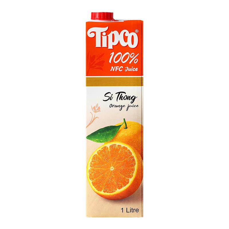 泰国进口tipco泰宝果汁nfc橙汁大瓶1L*2鲜榨原汁0脂含果肉饮料