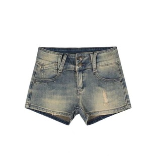 李李服饰设计感铆钉低腰丰胯牛仔短裤女2025冬季新款紧身显瘦热裤