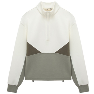 布景卫衣女春季新品撞色拼接设计立领套头宽松上衣外套0029