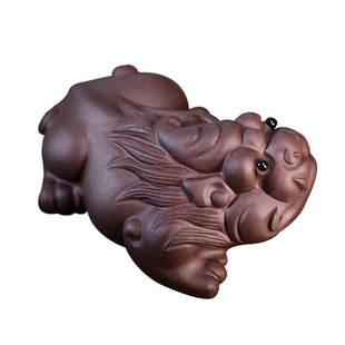 宜兴原矿紫砂茶宠｜手工小摆件可爱小猪段泥金蟾刺猬可养茶玩茶道