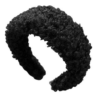 洋气时尚羊羔毛宽边发卡女士新款日常外戴发箍高颅顶洗脸压发头箍