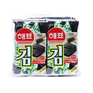 热卖韩国风味海飘烤海苔 海牌烤紫菜6小包12g原味 咸香脆零食品