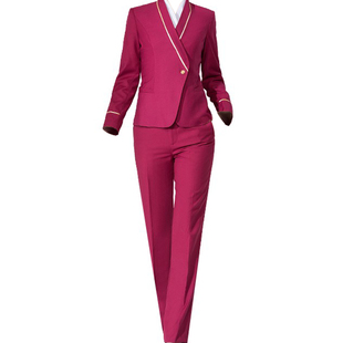 南航空姐制服女职业装工装酒店金店工作服高铁套装售楼工装酒红色