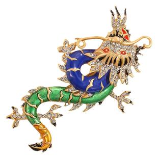 Juicy Grape设计师款复古龙形胸针高档女男奢华胸花大衣别针礼物