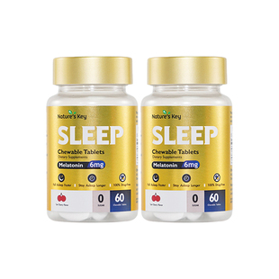 【自营】美国NaturesKey自然之钥褪黑素睡眠咀嚼片非软糖无糖2瓶