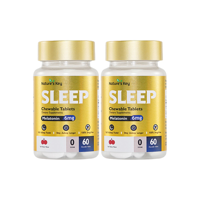【自营】美国NaturesKey自然之钥褪黑素睡眠咀嚼片非软糖无糖2瓶