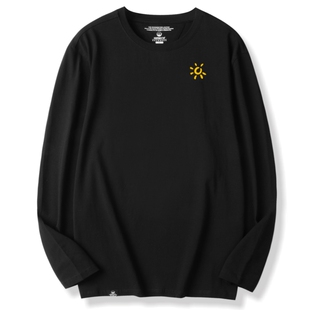 KERWATS大码秋季小太阳胸花简约百搭圆领打底衫棉质加大t恤男长袖