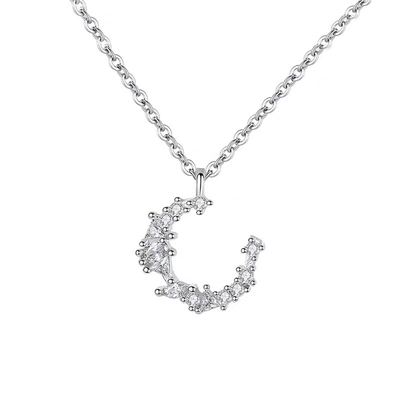 法国设计师风水晶月亮流苏锁骨链