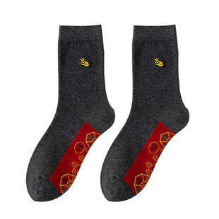 七星连珠红袜子男女同款中筒袜新年红色马年本命年脚踏七星鸿运袜