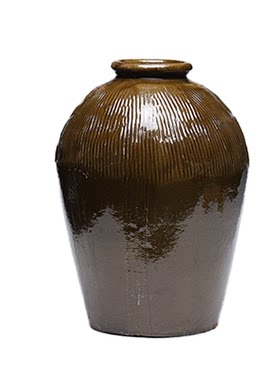 加厚粗陶内外双釉老式黄釉土陶坛