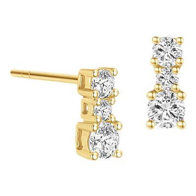 Cevol新奢钻石Classic三石耳钉18K金钻石设计款耳钉轻奢节日礼物