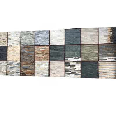 天然别墅背景墙蘑菇石防滑地砖