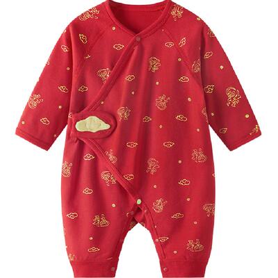 babylove偏襟纯棉四季连体衣喜庆