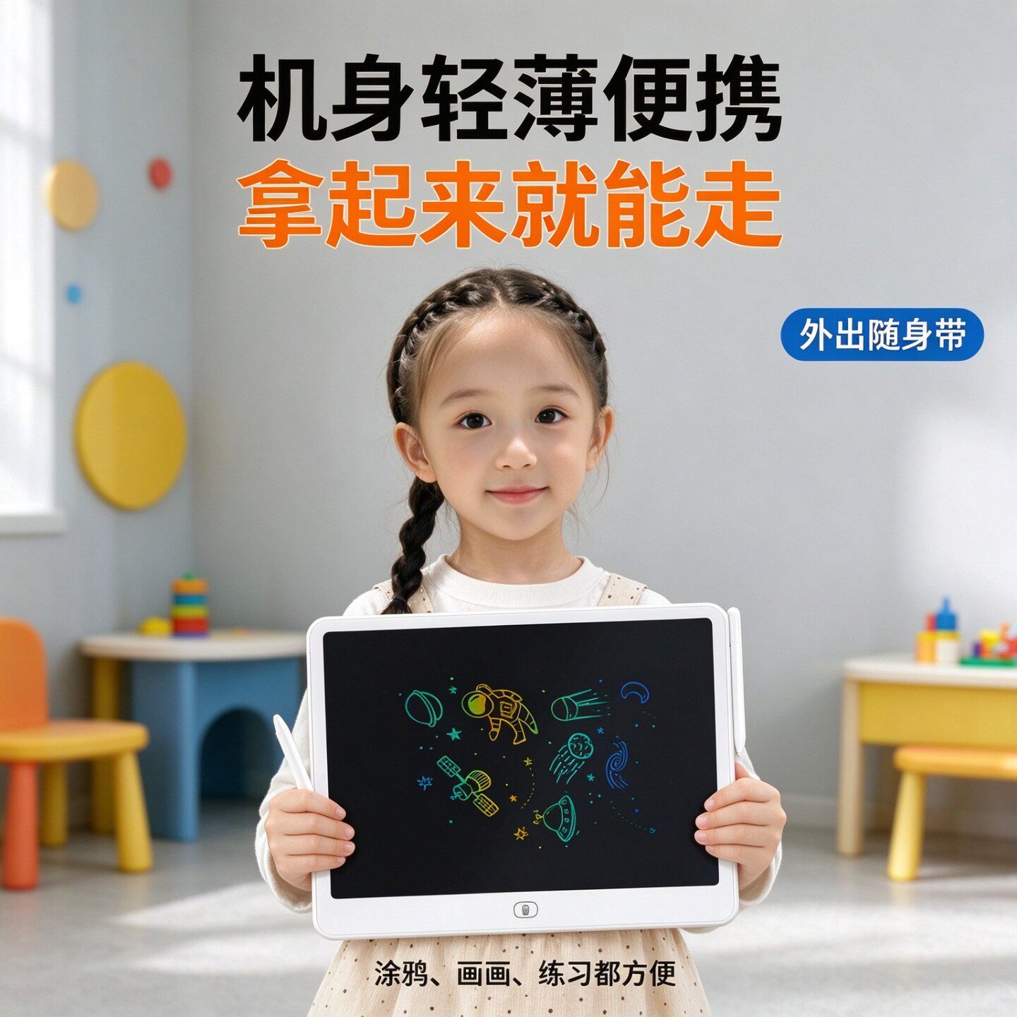 小黑板电子20寸一键清屏涂鸦手写板横屏超大护眼写字绘画板教学