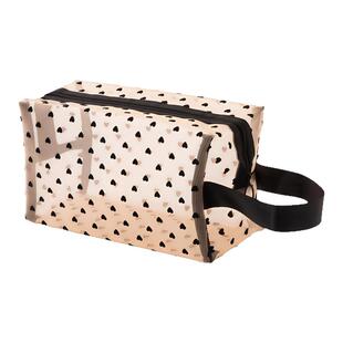 化妆收纳包小众爱心网纱化妆包植绒ins风随身便携洗漱袋旅行包