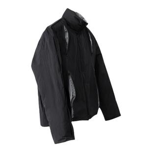 WithoutMe/「OCEANBACCA」金属尼龙内衬拉链开合褶皱拼色黑色棉服