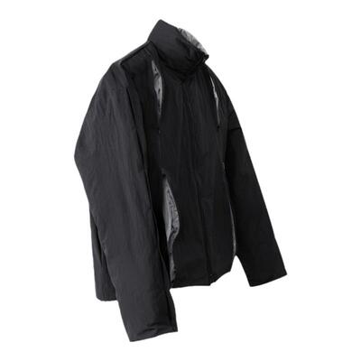 金属尼龙内衬拉链开合褶皱棉服