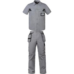 Bauskydd瑞典保世基工作服定制短袖衬衣套装劳保夏电技工多兜耐磨