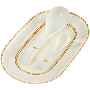 2026新款景德镇碗碟餐具套装家用简约高档轻奢骨瓷餐具套装乔迁