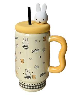 可爱miffy米菲兔陶瓷马克杯送女生生日礼物高颜值随手杯带盖杯子