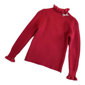 女童冬季厚毛衣内搭2024秋冬新款宝宝一体绒毛衣小学生加绒打底衫