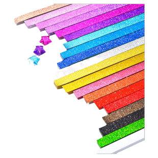 星星折纸闪粉星星纸条幸运星彩纸折儿童手工五角星材料亮粉星星纸