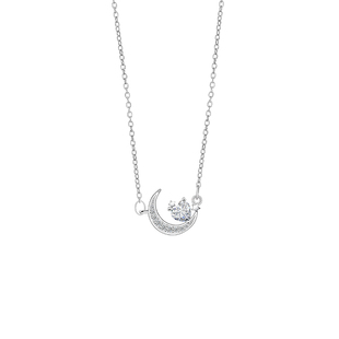 JUSONG KLEIN幻梦心月项链女轻奢ins设计感钛钢锁骨链2023年新款