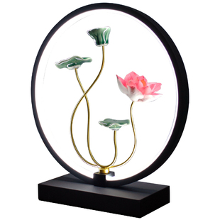 新中式复古台灯卧室床头灯ins客厅禅意床头柜书房荷花朵夜灯装饰