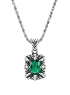 NG葵花绿宝石吊坠钛钢项链男款