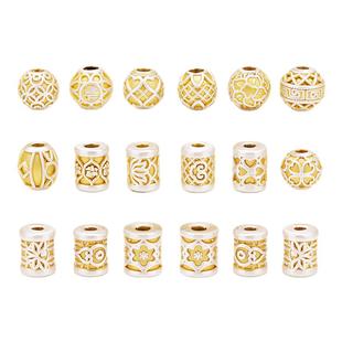 【2025新款】3D硬银描金 爱心花铜钱圆珠桶珠S999足银DIY洒金配件