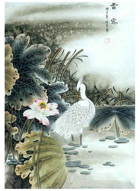 纯手绘工笔画装饰画客厅酒店中式