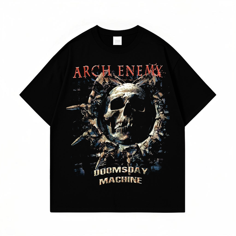 Arch Enemy大敌乐队骷髅头印花黑色短袖T恤美式摇滚风男女纯棉夏