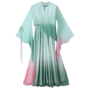 儿童古典舞演出服烟雨江南舞蹈服飘逸女童中国舞扇子舞大摆表演服