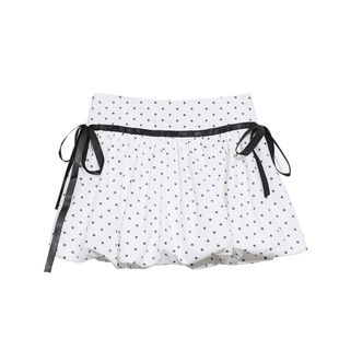 ASTRSK韩系波点花苞短裙女蝴蝶结设计A字裙显瘦防走光甜酷半身裙