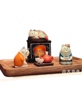 退休后的生活日式治愈系杂货书房微景观猫咪食玩可爱迷你桌面