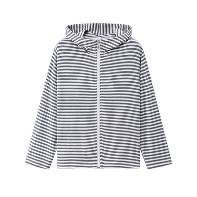 冰丝莫代尔条纹连帽防晒衣