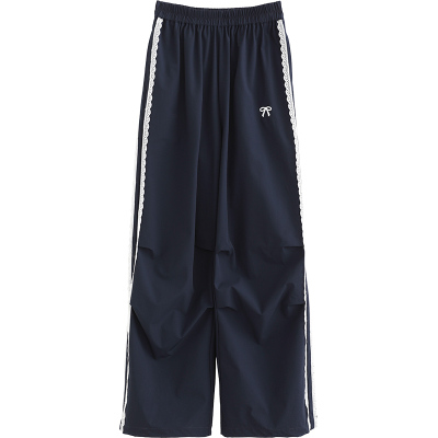 NNGZ高智miu系女童花边织带休闲裤春季新款洋气百搭儿童直筒裤子