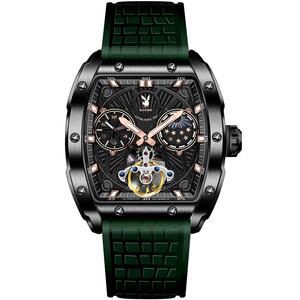 2024新款花花公子男士手表男款全自动机械表方形镂空飞轮品牌腕表
