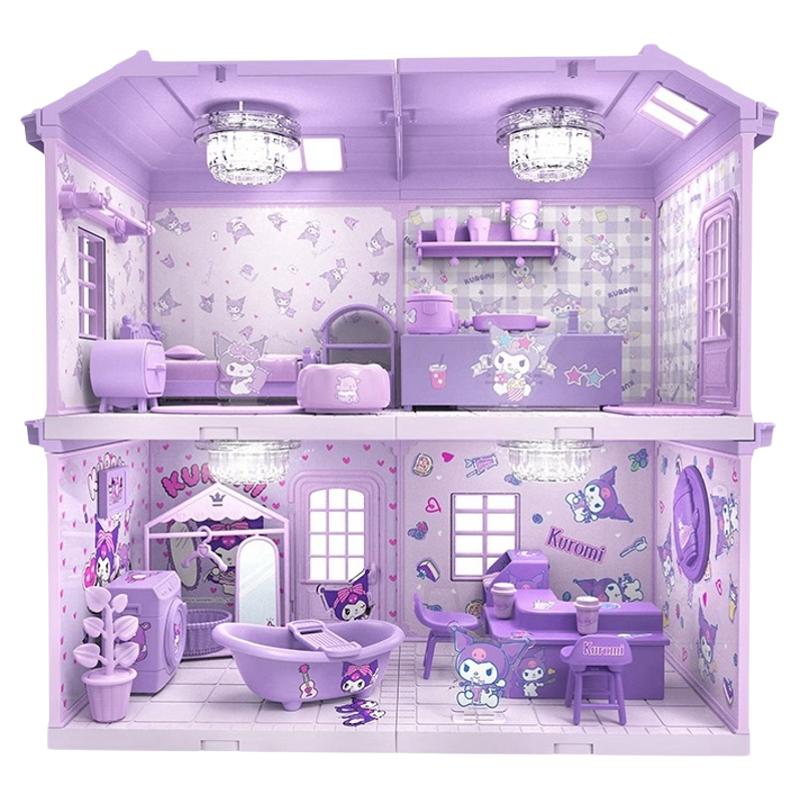三丽鸥周边积木美乐蒂库洛米生日礼物女孩过家家玩具迷你小房屋