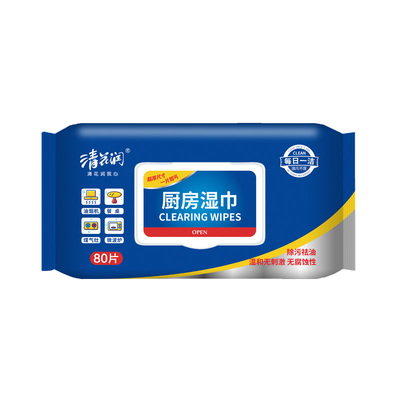 厨房湿巾80片6包去污油烟清花润
