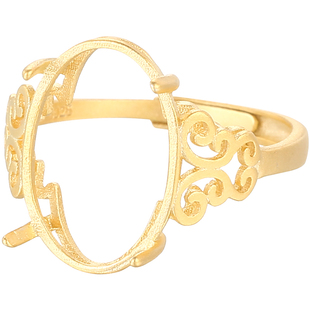 古法金戒指空托女S925纯银戒托空托镶嵌蜜蜡翡翠和田玉戒指托戒托