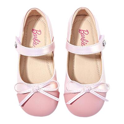 芭比童鞋女童春秋拼色小皮鞋