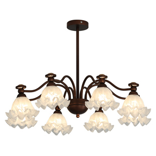 飞朵法式中古风客厅吊灯铃兰花主卧室灯简约美式复古餐厅国补灯具