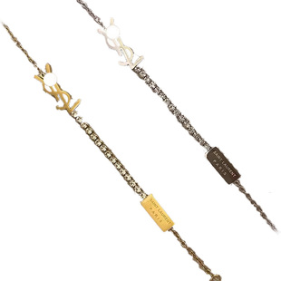 GWE高级感锆石拼接金属链条字母手链女百搭小众设计ins韩国简约款