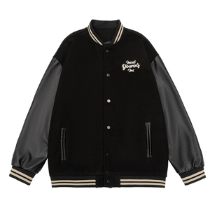 男生美式棒球服男潮牌男装新款飞行员夹克刺绣上衣男款外套春秋款