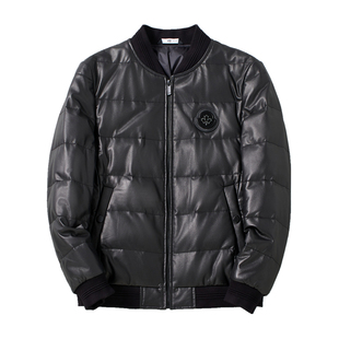 2025新款男士真皮羽绒服冬季加厚保暖外套牛皮白鸭绒海宁真皮夹克