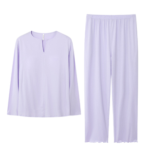 达尔丽莫代尔棉带胸垫睡衣女春秋新款A类抗菌防螨长袖薄家居服夏