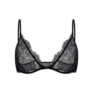 TWOPIECE无杯垫薄款蕾丝文胸性感单层透明大胸显小内衣女
